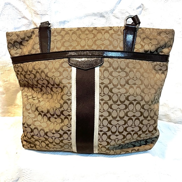 Coach Handbags - Coach Mini Signature Stripe File Tote Bag F27008